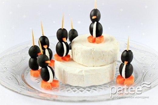 Пингвинчики из оливок с сыром
