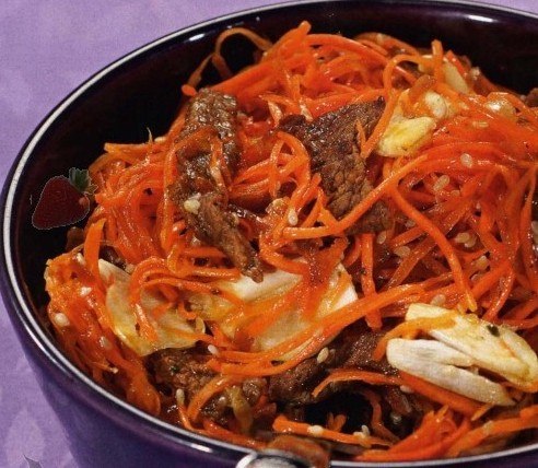 Корейская морковь с мясом 